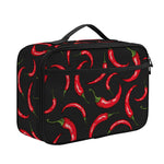 Red Chili Peppers Pattern Print Portable Lunch Bag