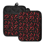Red Chili Peppers Pattern Print Pot Holders With Pocket