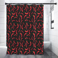 Red Chili Peppers Pattern Print Premium Shower Curtain