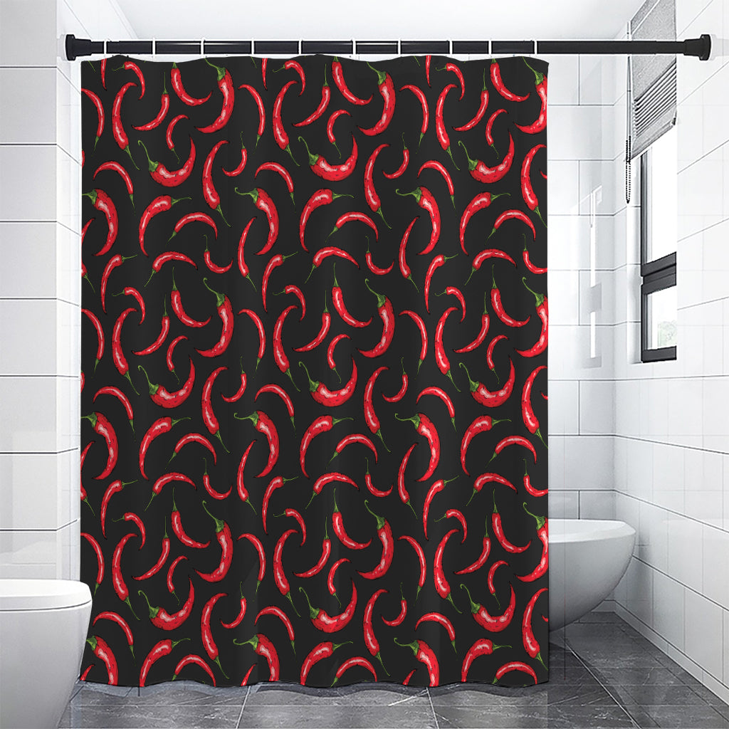 Red Chili Peppers Pattern Print Premium Shower Curtain