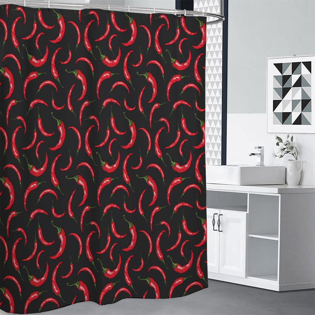 Red Chili Peppers Pattern Print Premium Shower Curtain