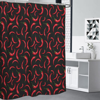 Red Chili Peppers Pattern Print Premium Shower Curtain
