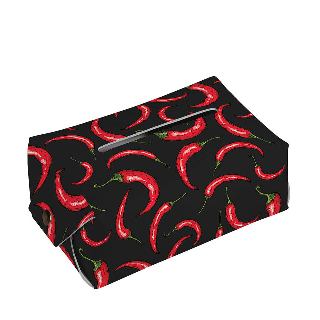 Red Chili Peppers Pattern Print Rectangle Tissue Box Cover