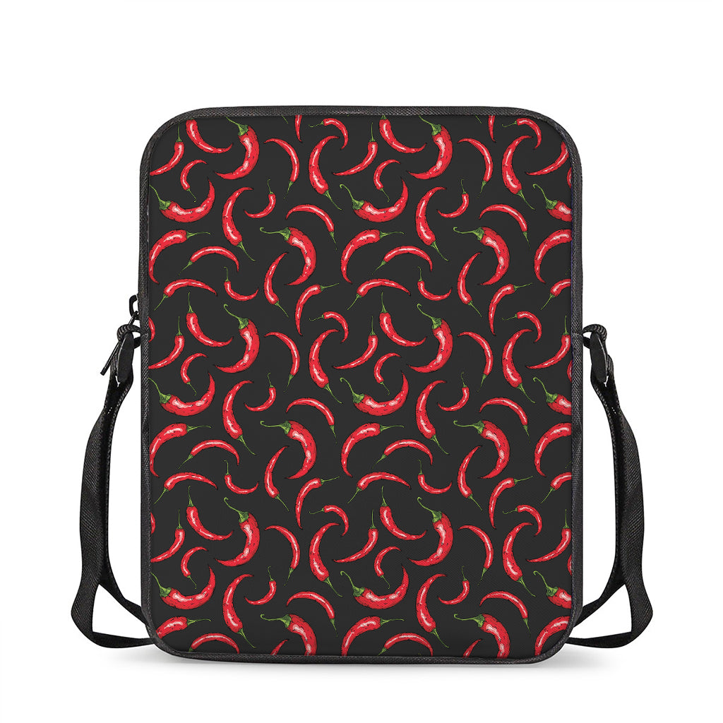 Red Chili Peppers Pattern Print Rectangular Crossbody Bag