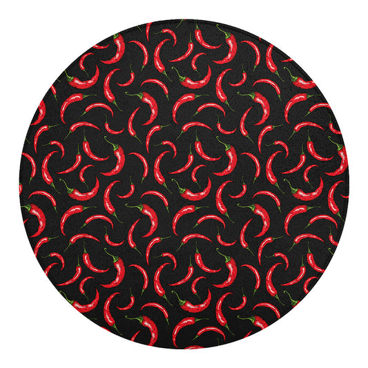 Red Chili Peppers Pattern Print Round Blanket