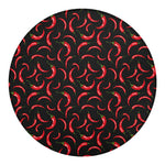 Red Chili Peppers Pattern Print Round Blanket