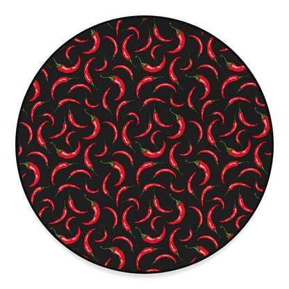 Red Chili Peppers Pattern Print Round Floor Mat