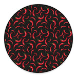 Red Chili Peppers Pattern Print Round Floor Mat