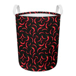 Red Chili Peppers Pattern Print Round Laundry Basket