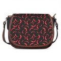 Red Chili Peppers Pattern Print Saddle Bag