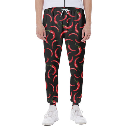 Red Chili Peppers Pattern Print Scuba Joggers