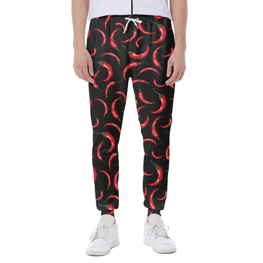 Red Chili Peppers Pattern Print Scuba Joggers