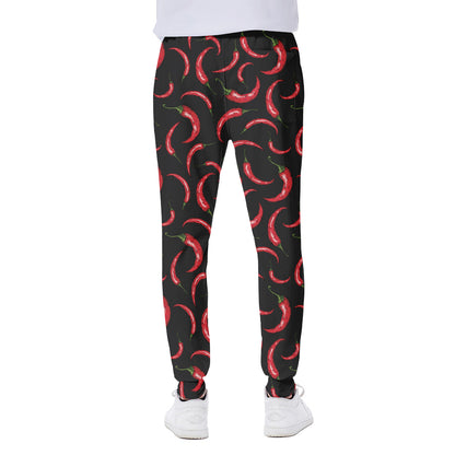 Red Chili Peppers Pattern Print Scuba Joggers