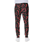 Red Chili Peppers Pattern Print Scuba Joggers