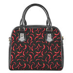 Red Chili Peppers Pattern Print Shoulder Handbag