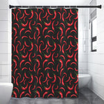 Red Chili Peppers Pattern Print Shower Curtain