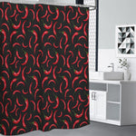 Red Chili Peppers Pattern Print Shower Curtain