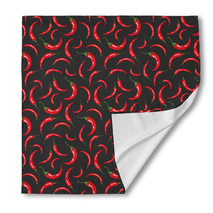 Red Chili Peppers Pattern Print Silk Bandana