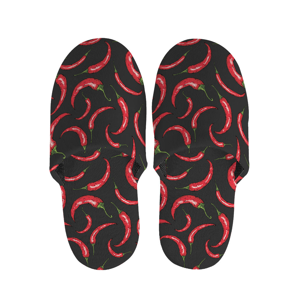 Red Chili Peppers Pattern Print Slippers