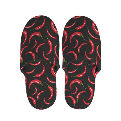 Red Chili Peppers Pattern Print Slippers