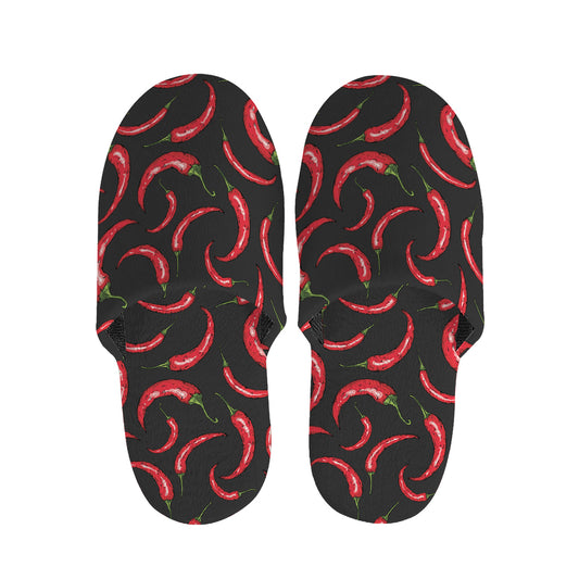 Red Chili Peppers Pattern Print Slippers