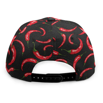 Red Chili Peppers Pattern Print Snapback Cap