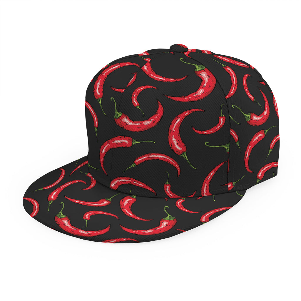 Red Chili Peppers Pattern Print Snapback Cap