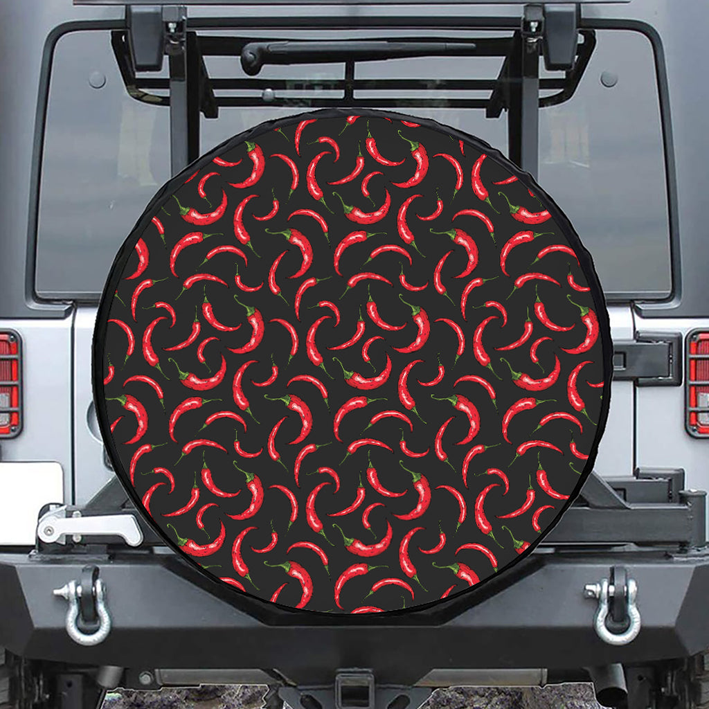 Red Chili Peppers Pattern Print Tire Cover