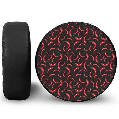 Red Chili Peppers Pattern Print Tire Cover