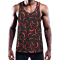 Red Chili Peppers Pattern Print Men's Workout Tank Top