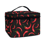 Red Chili Peppers Pattern Print Travel Makeup Bag