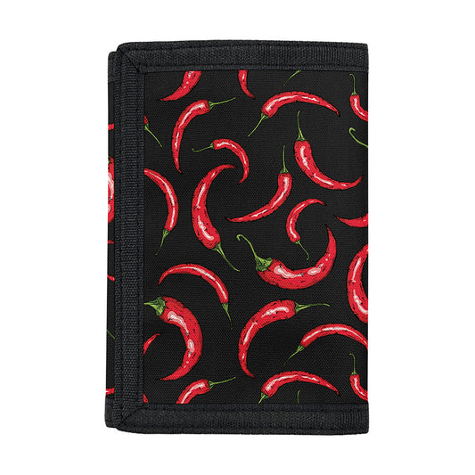 Red Chili Peppers Pattern Print Trifold Wallet