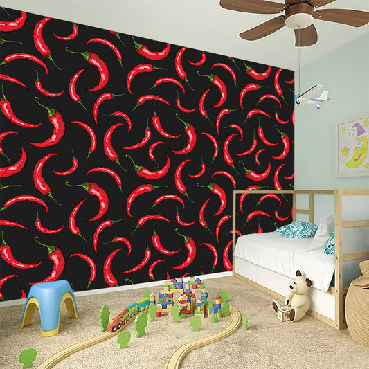 Red Chili Peppers Pattern Print Wall Sticker