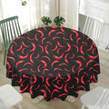 Red Chili Peppers Pattern Print Waterproof Round Tablecloth