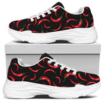 Red Chili Peppers Pattern Print White Chunky Shoes