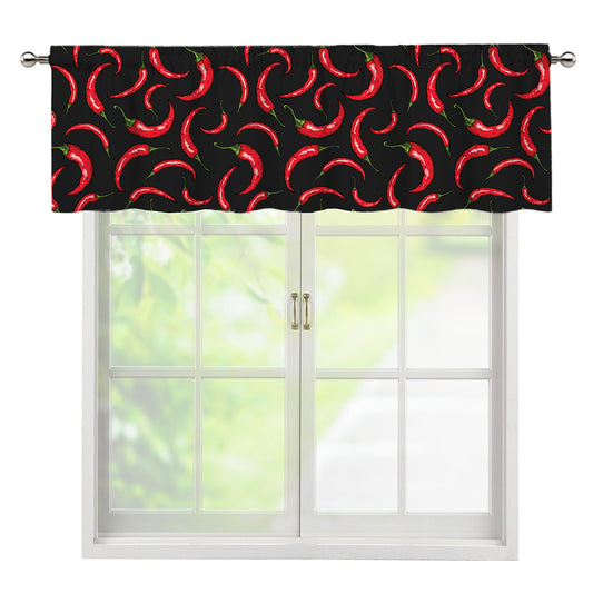 Red Chili Peppers Pattern Print Window Valance