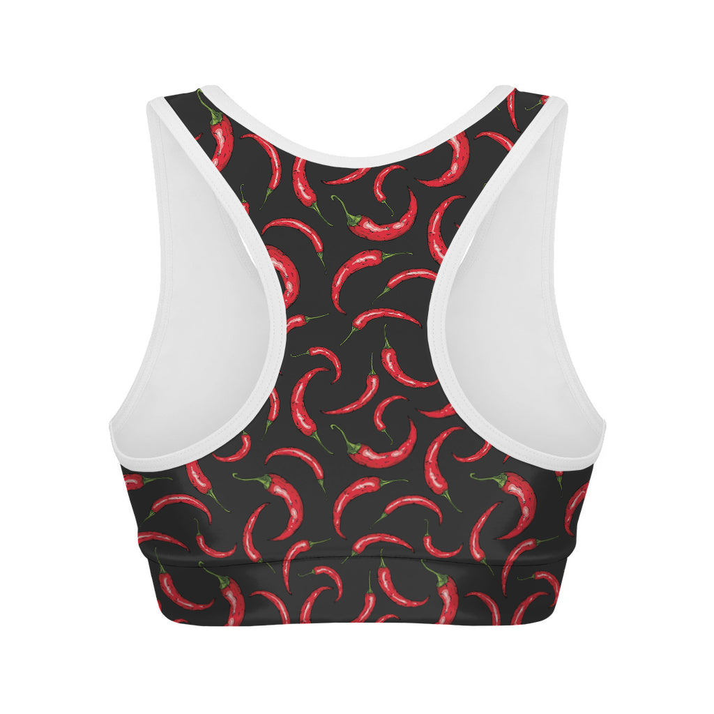Red Chili Peppers Pattern Print Women's Sports Bra
