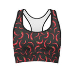 Red Chili Peppers Pattern Print Women's Sports Bra