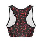 Red Chili Peppers Pattern Print Women's Sports Bra