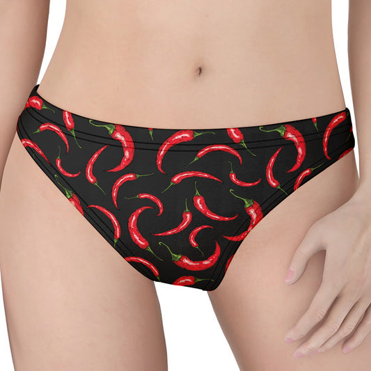 Red Chili Peppers Pattern Print Women's Thong