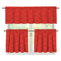 Red Chinese Pattern Print 3 Piece Kitchen Curtains