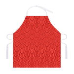 Red Chinese Pattern Print Adjustable Apron