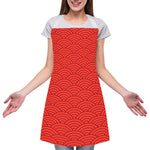 Red Chinese Pattern Print Adjustable Apron