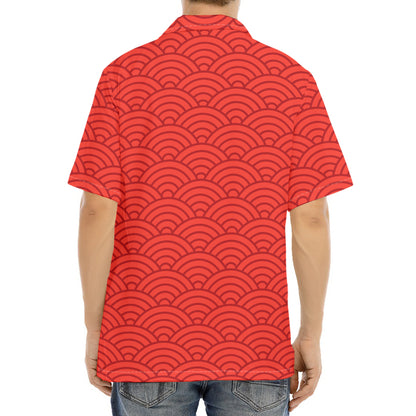 Red Chinese Pattern Print Aloha Shirt