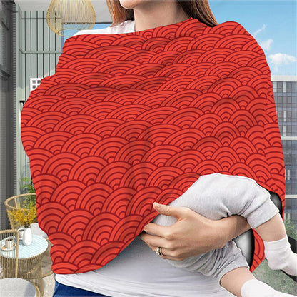 Red Chinese Pattern Print Baby Seat Cover