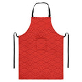 Red Chinese Pattern Print Bib Apron With Pocket