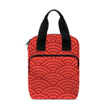 Red Chinese Pattern Print Bible Tote Bag