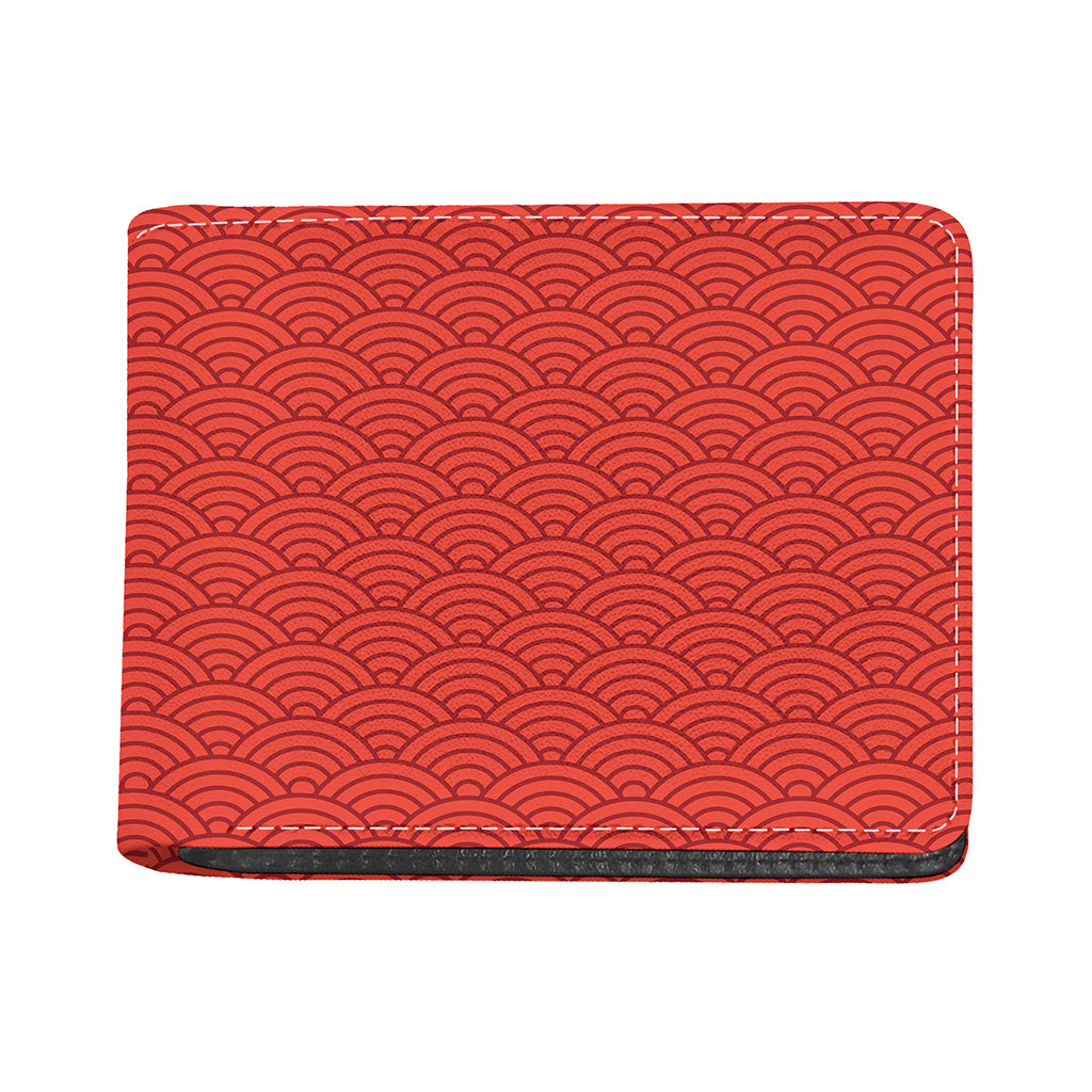 Red Chinese Pattern Print Bifold Wallet