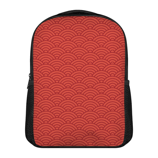 Red Chinese Pattern Print Casual Backpack