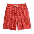 Red Chinese Pattern Print Cotton Shorts